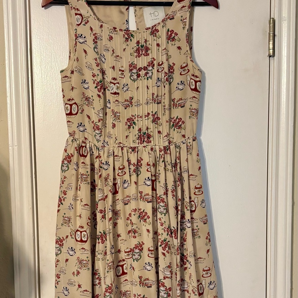 Anthropologie HD in Paris Cream and Pink Floral Dress